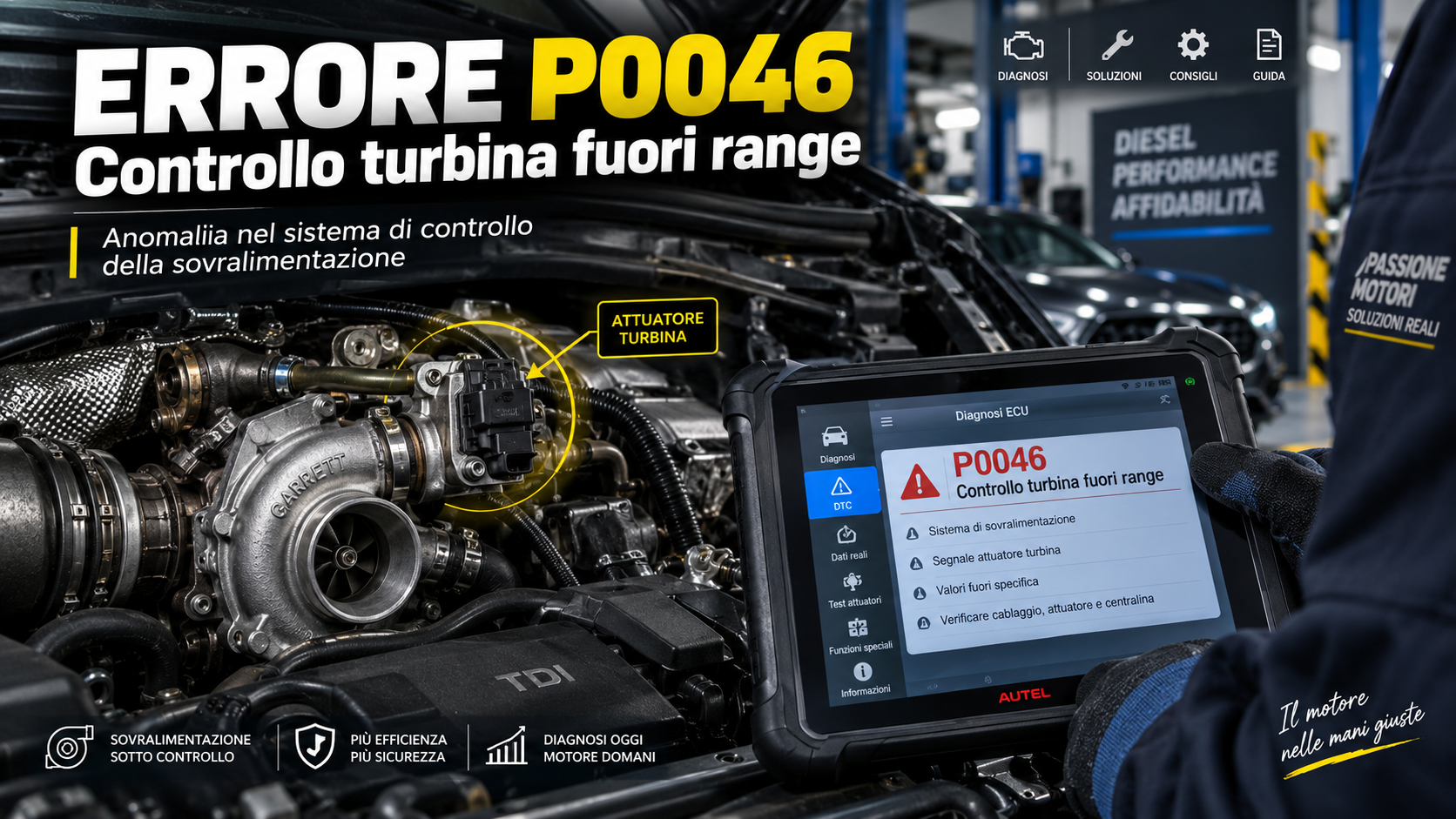 Errore P0046: controllo turbina fuori range | Cause e soluzioni
