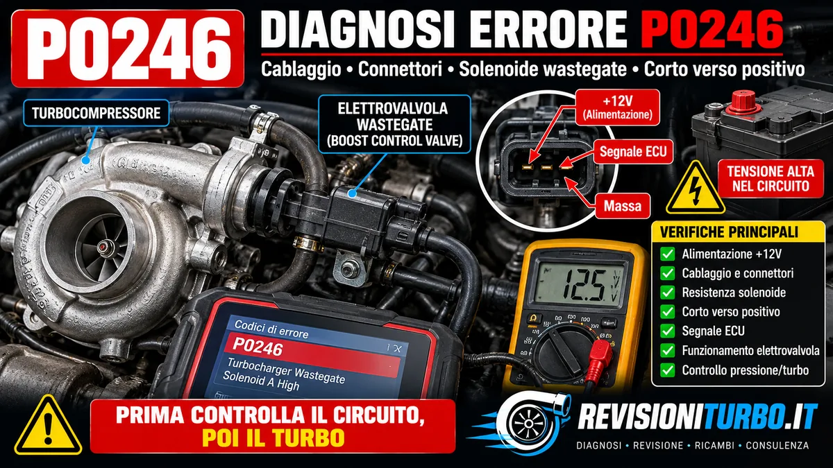 Diagnosi errore P0246 cablaggio connettori elettrovalvola wastegate e corto verso positivo