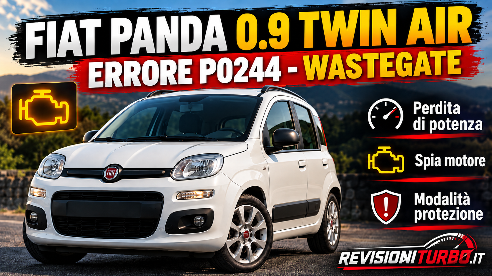 Diagnosi reale su Fiat Panda 0.9 TwinAir con codice P0244 relativo al controllo della wastegate.